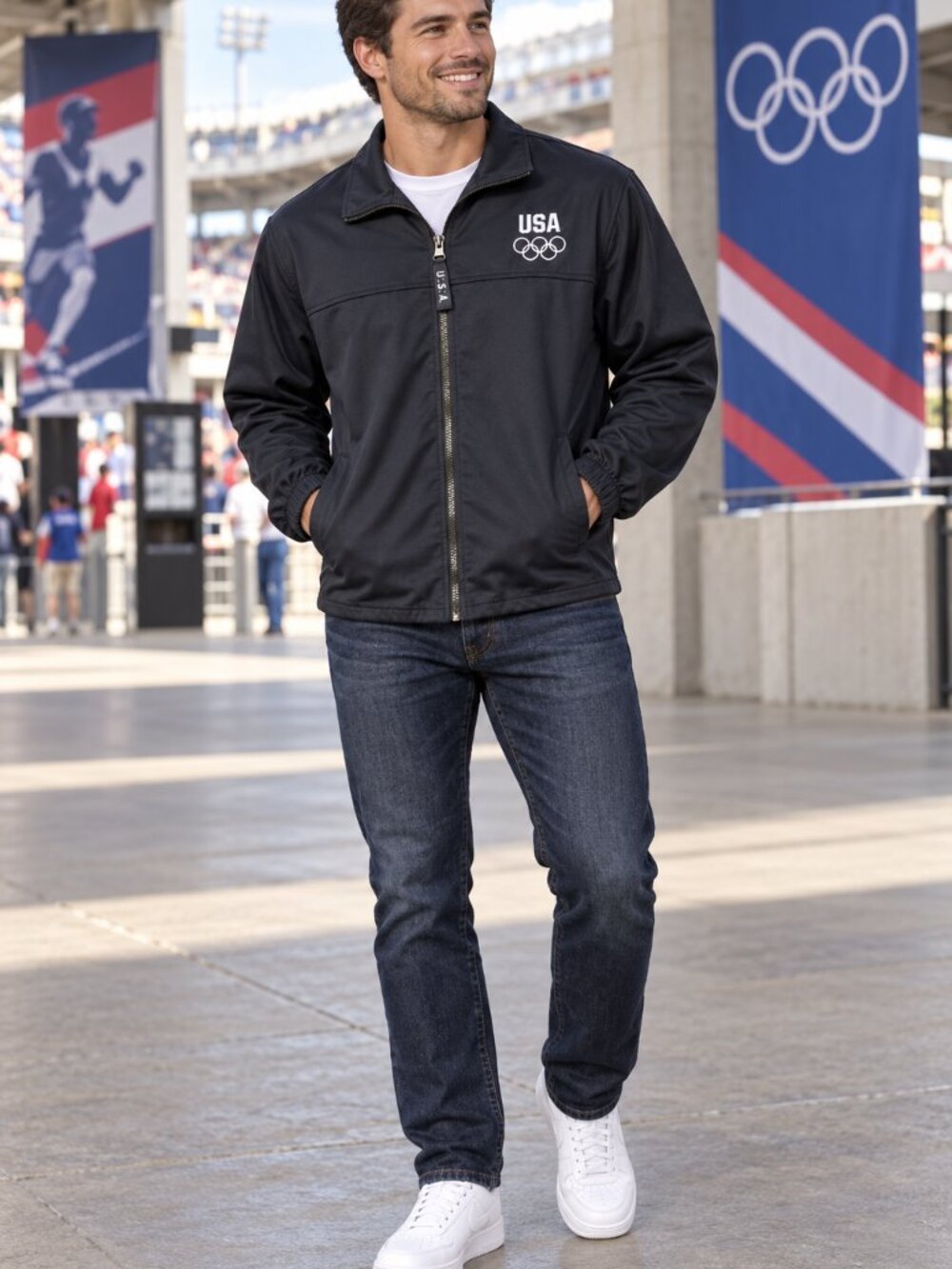 Vintage Team USA Olympic Committee Men’s M Full-Zip Jacket Made USA qp